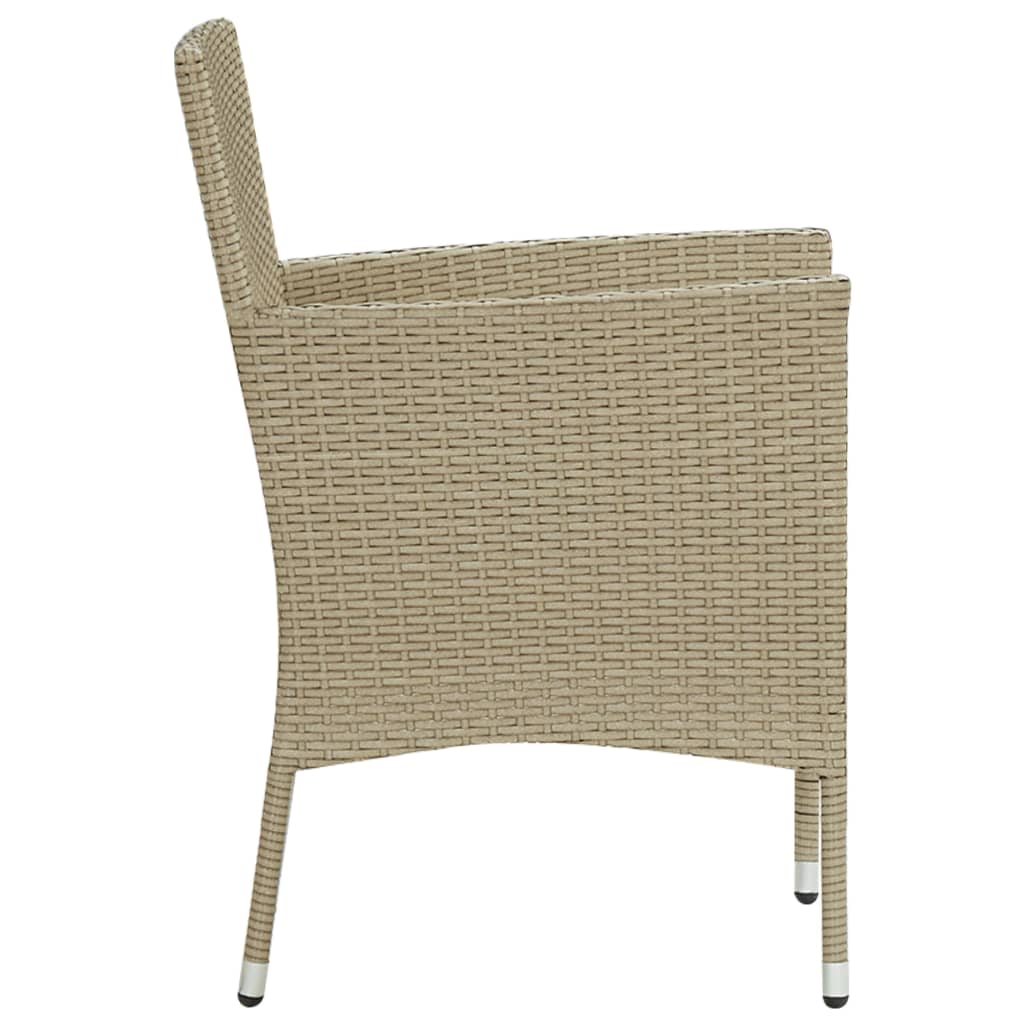 spisebordssæt til haven 7 dele polyrattan beige