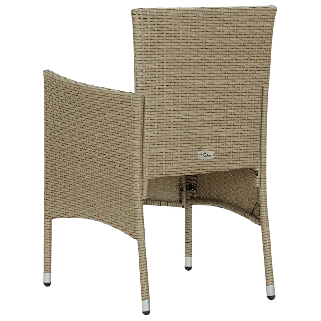 spisebordssæt til haven 7 dele polyrattan beige