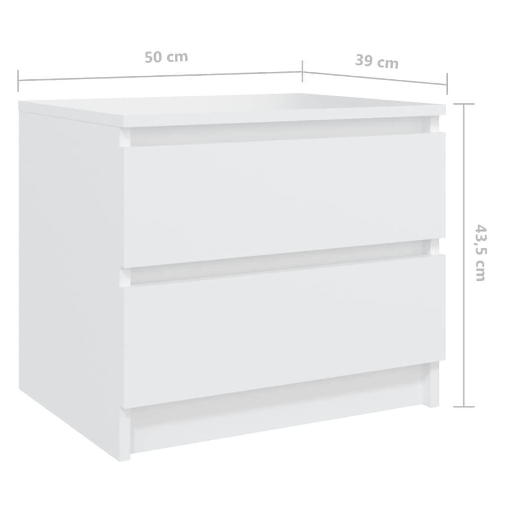 sengebord 50x39x43,5 cm konstrueret træ hvid