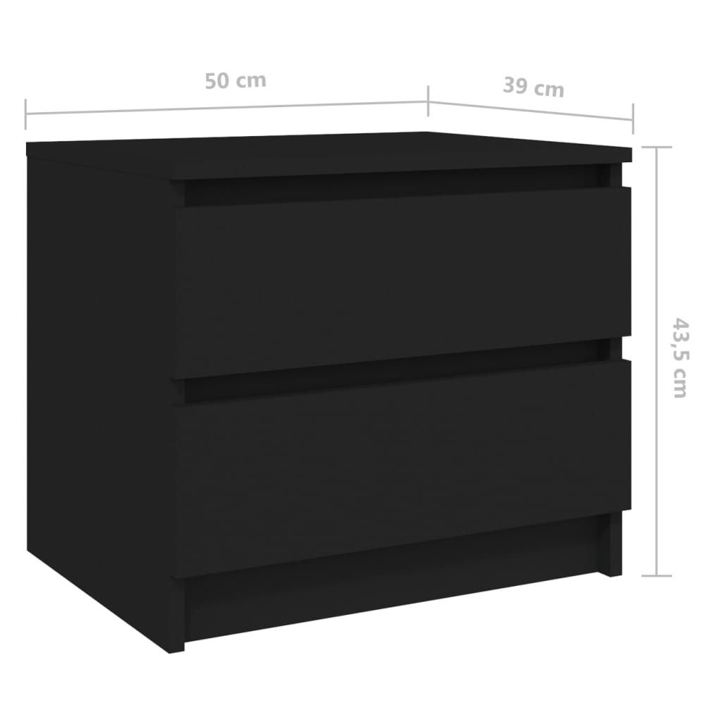 sengebord 50x39x43,5 cm konstrueret træ sort