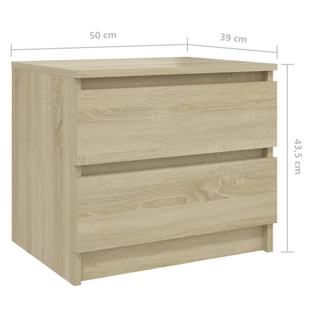 sengeborde 2 stk. 50x39x43,5 cm konstrueret træ sonoma-eg