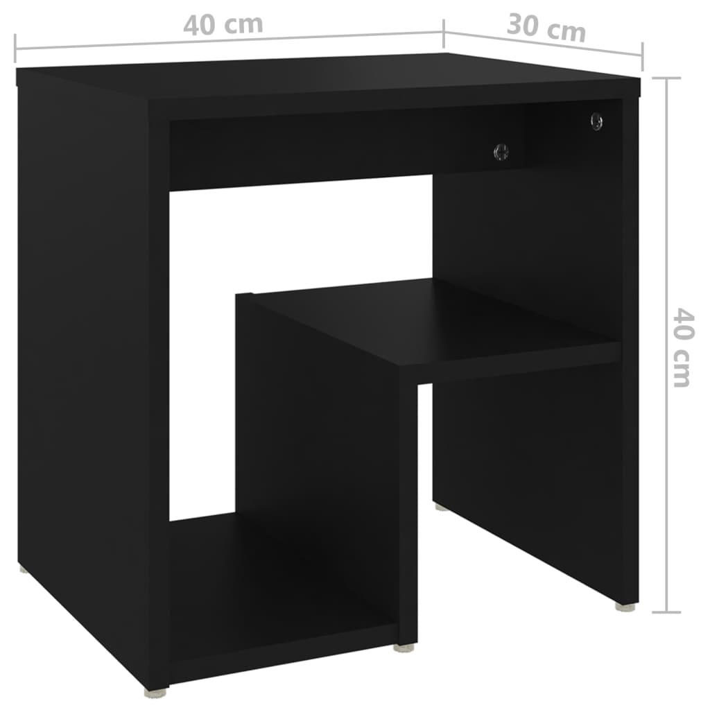 sengeborde 2 stk. 40x30x40 cm konstrueret træ sort