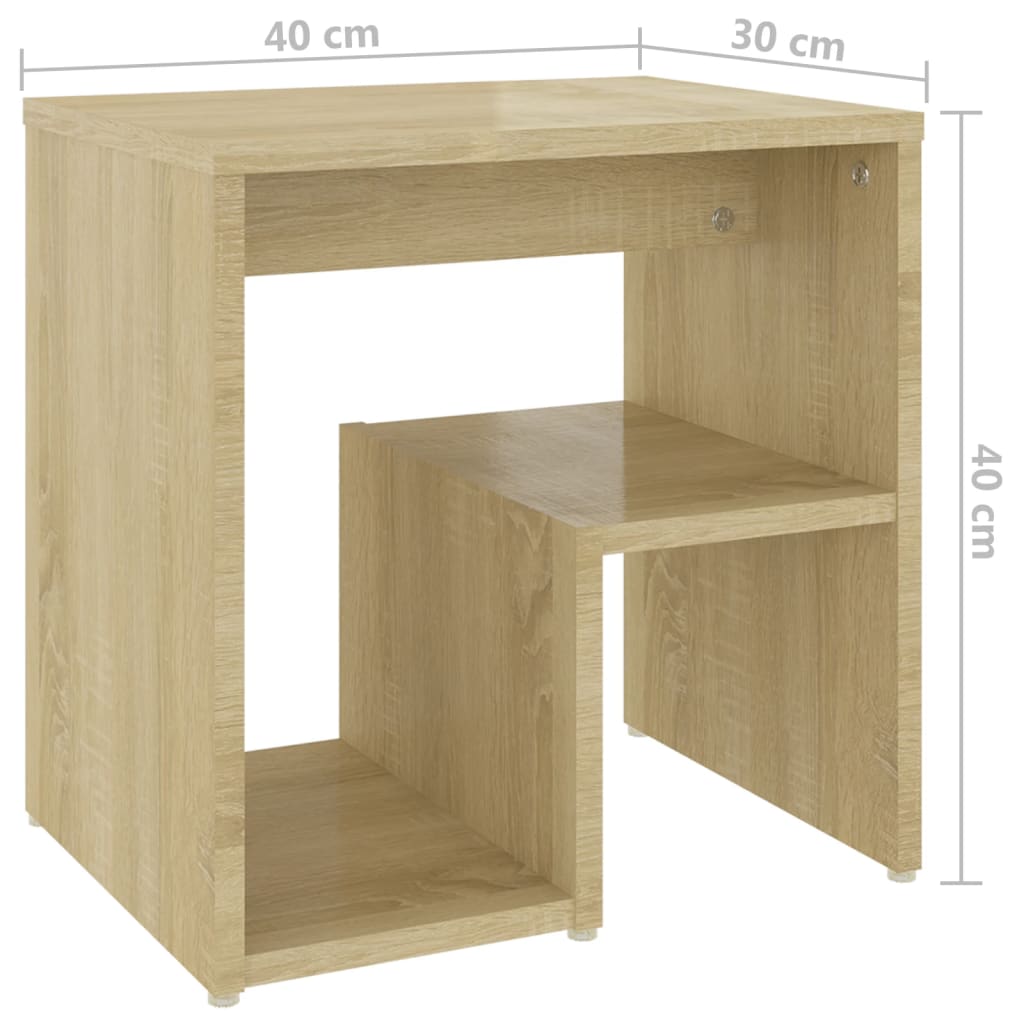 sengeborde 2 stk. 40x30x40 cm konstrueret træ sonoma-eg