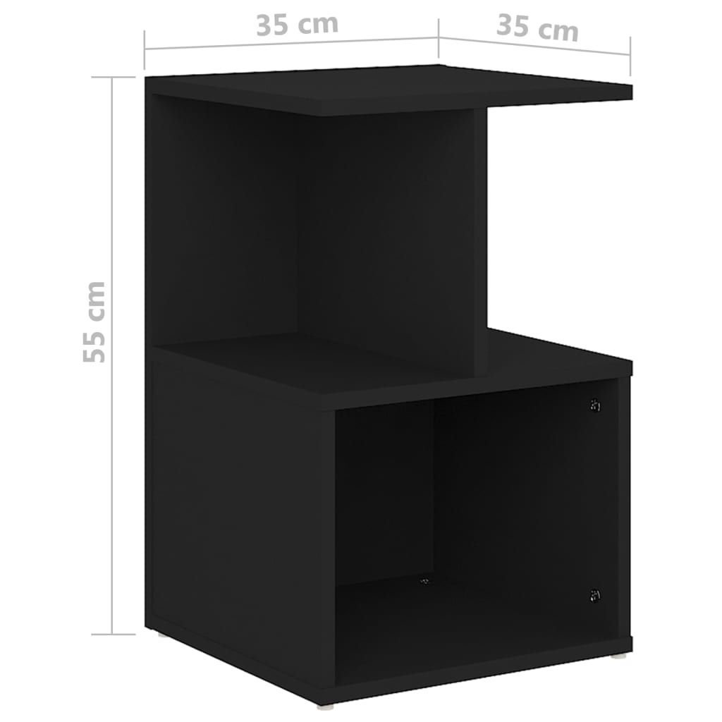 sengeborde 2 stk. 35x35x55 cm konstrueret træ sort