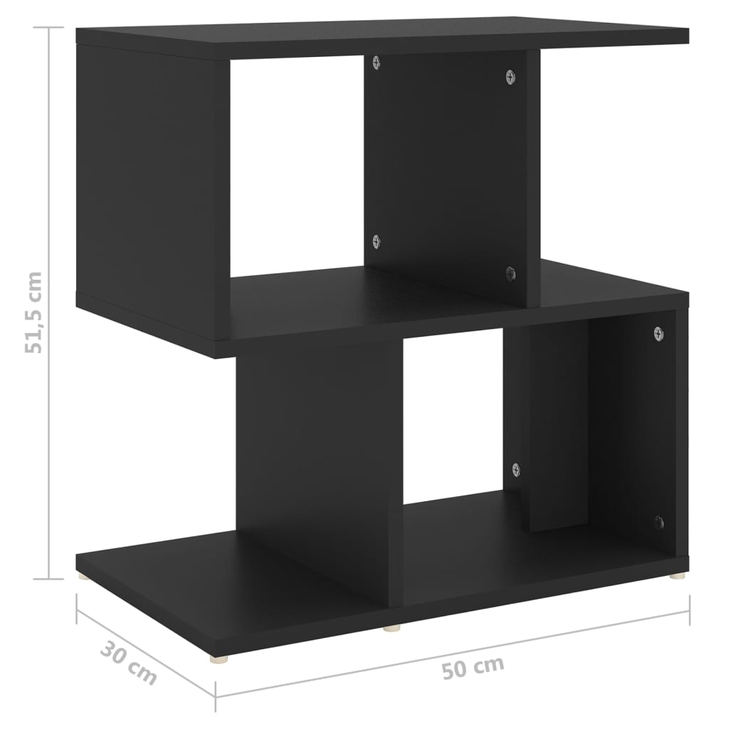 sengeborde 2 stk. 50x30x51,5 cm konstrueret træ sort