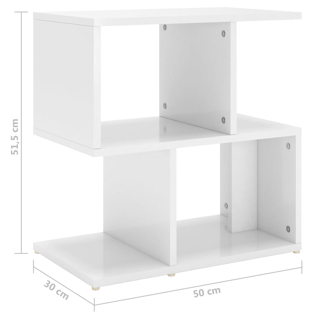 sengeborde 2 stk. 50x30x51,5 cm konstrueret træ hvid højglans