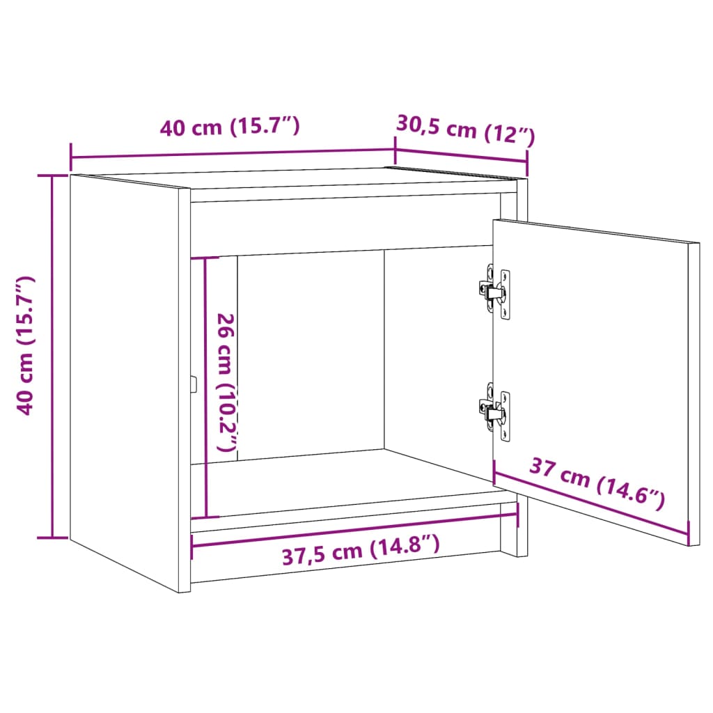 sengeborde 2 stk. 40x30,5x40 cm massivt fyrretræ hvid