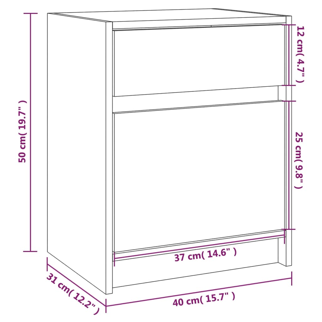 sengebord 40x31x50 cm massivt fyrretræ hvid