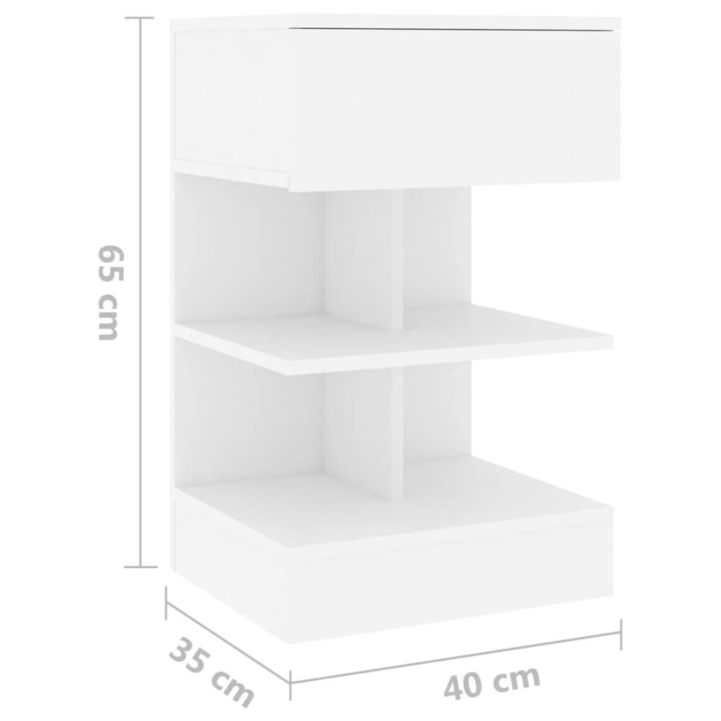 sengeborde 2 stk. 40x35x65 cm konstrueret træ hvid