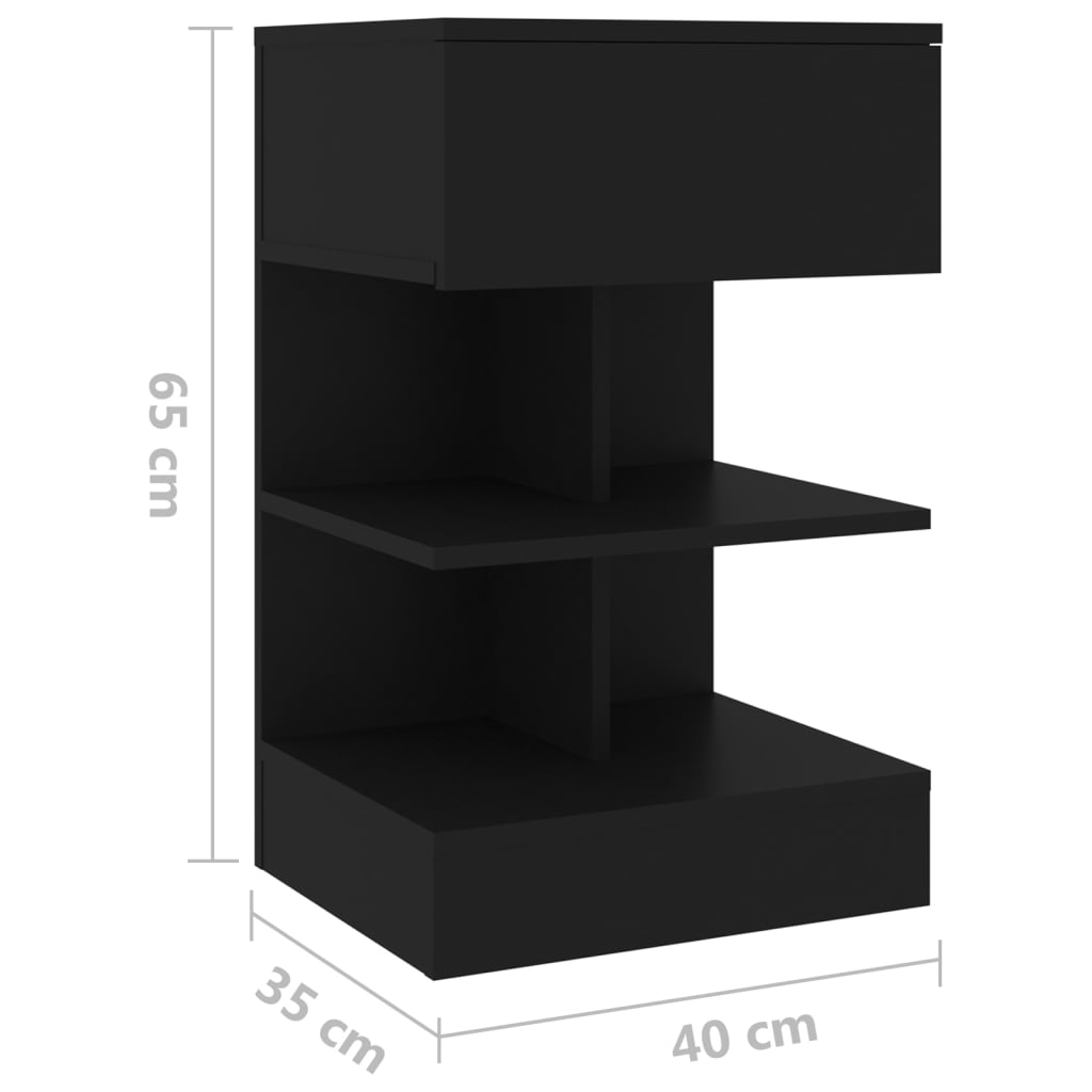 sengeborde 2 stk. 40x35x65 cm sort