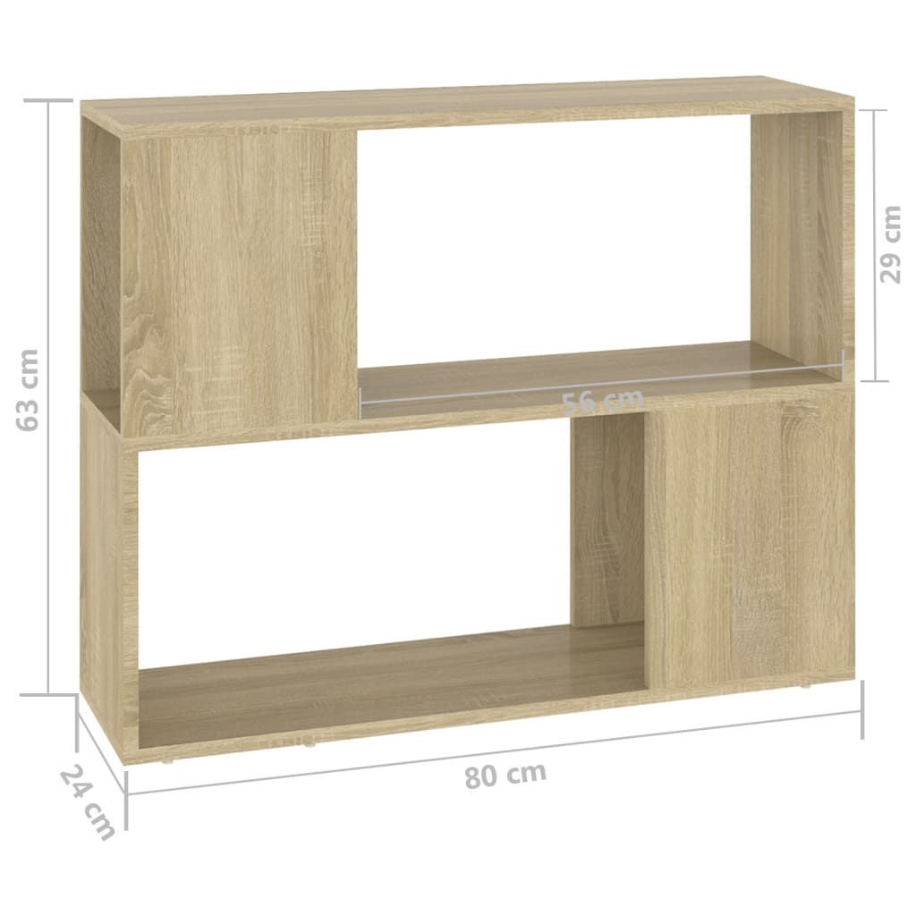 tv-bord 80x24x63 cm konstrueret træ sonoma-eg