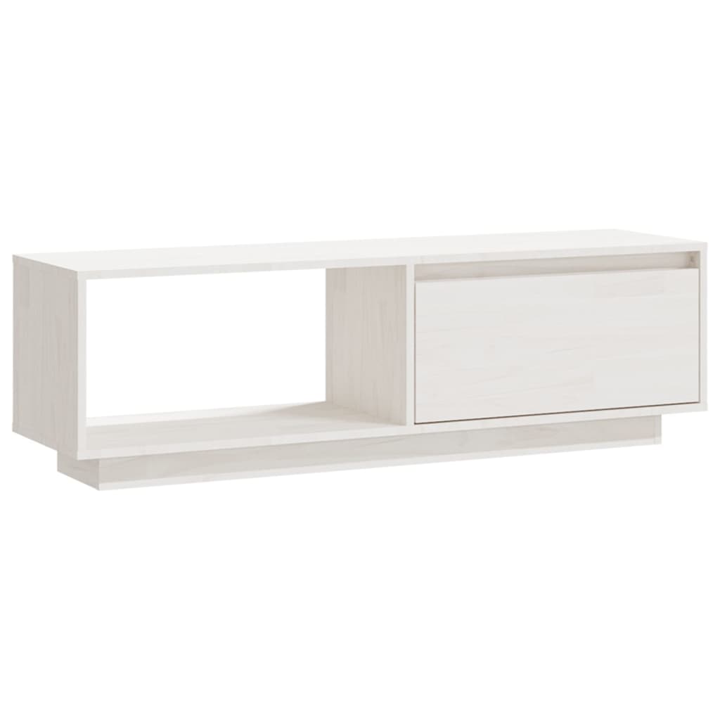 tv-bord 110x30x33,5 cm massivt fyrretræ hvid