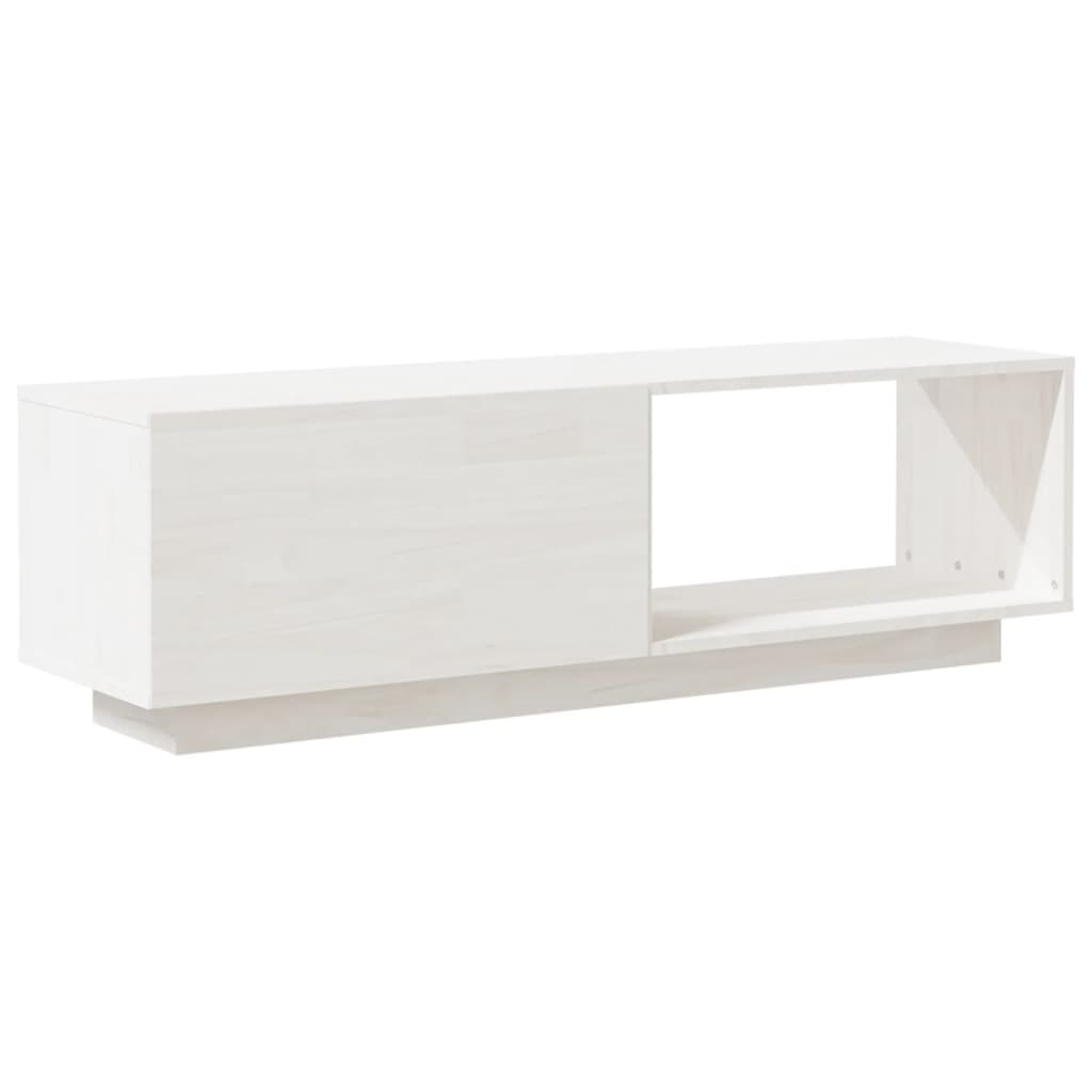 tv-bord 110x30x33,5 cm massivt fyrretræ hvid