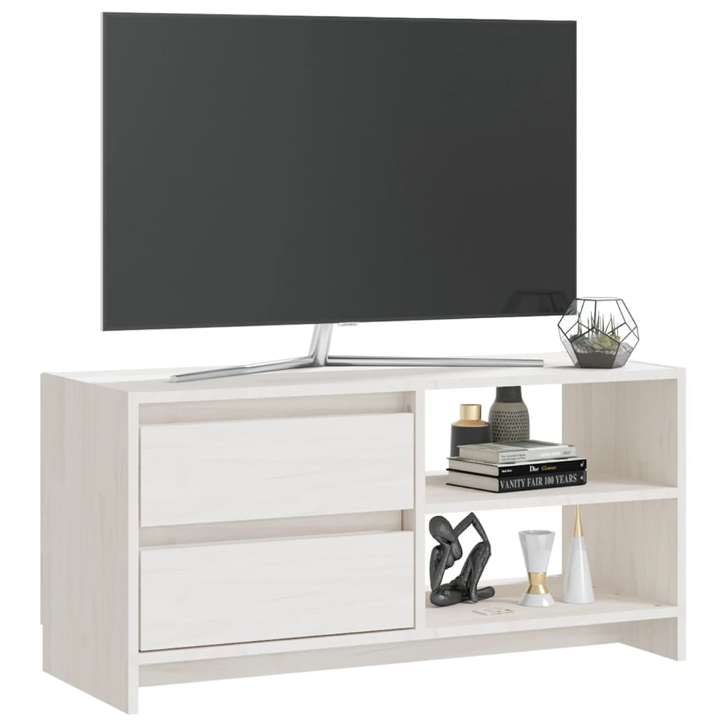 tv-bord 80x31x39 cm massivt fyrretræ hvid