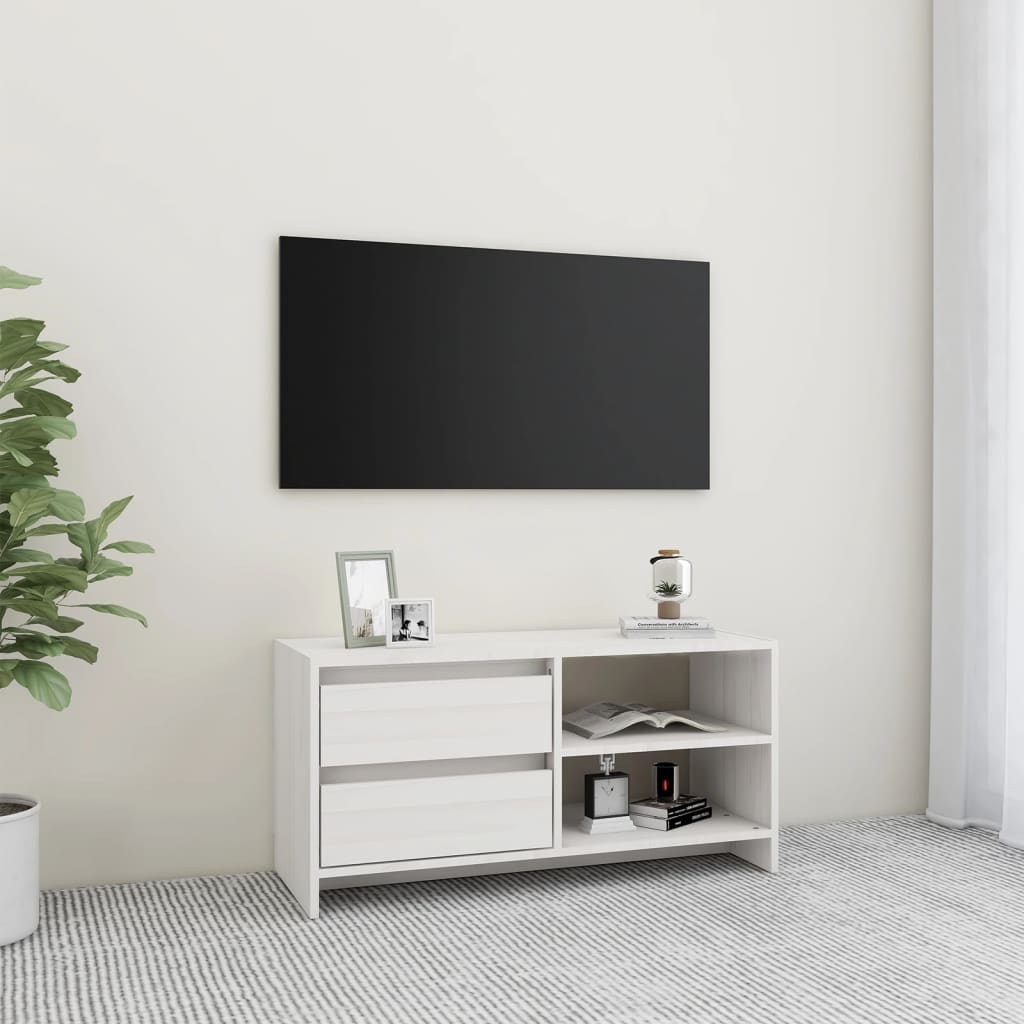 tv-bord 80x31x39 cm massivt fyrretræ hvid