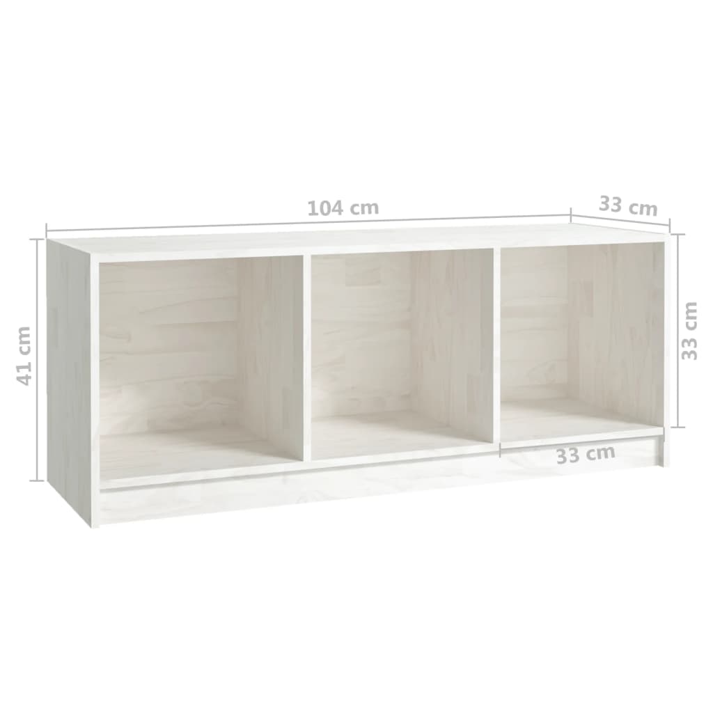 tv-bord 104x33x41 cm massivt fyrretræ hvid