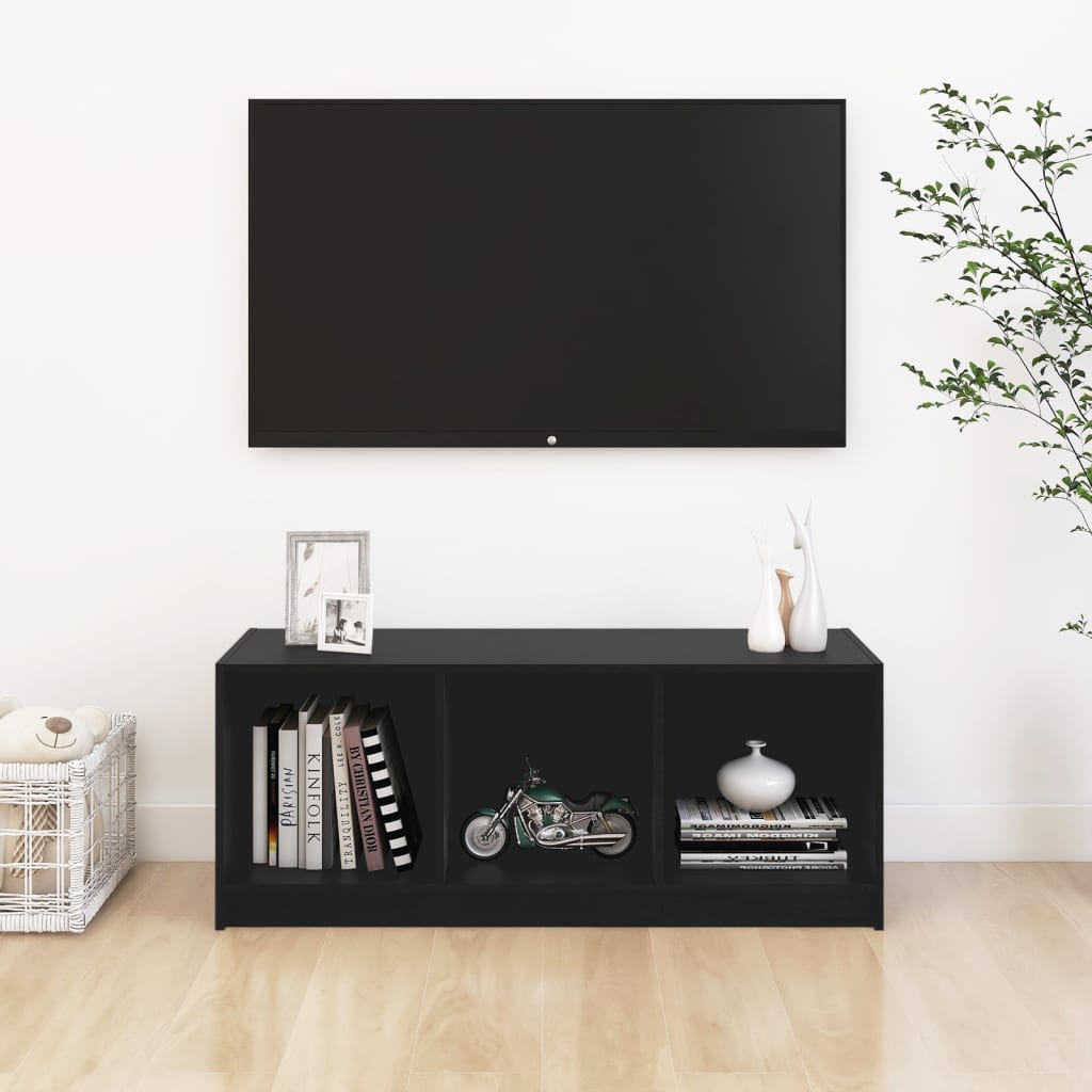 tv-bord 104x33x41 cm massivt fyrretræ sort