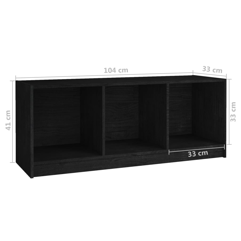 tv-bord 104x33x41 cm massivt fyrretræ sort