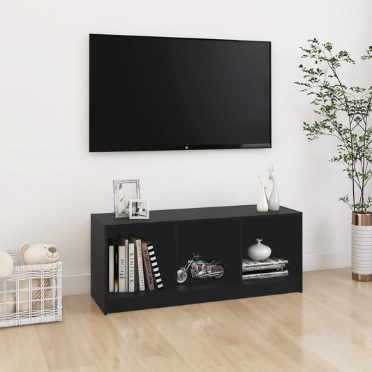 tv-bord 104x33x41 cm massivt fyrretræ sort