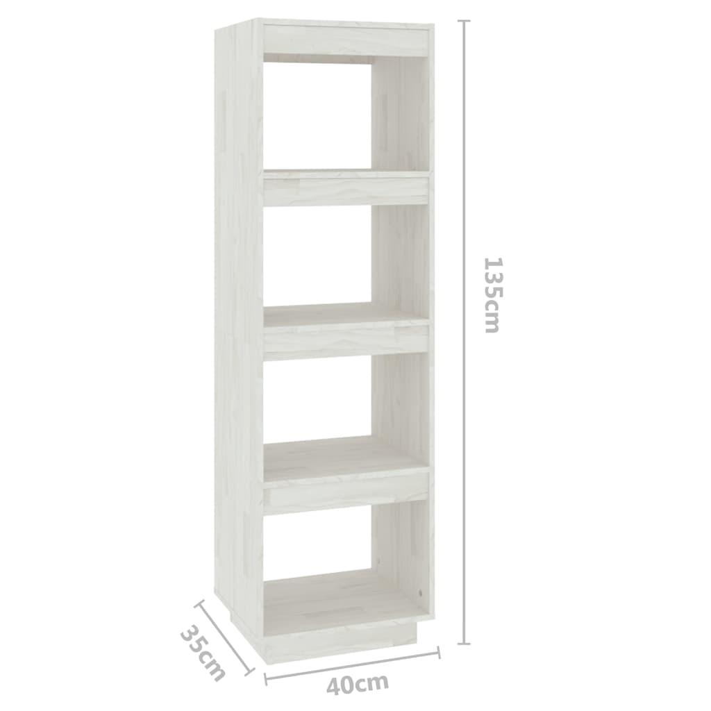 bogreol/rumdeler 40x35x135 cm massivt fyrretræ hvid