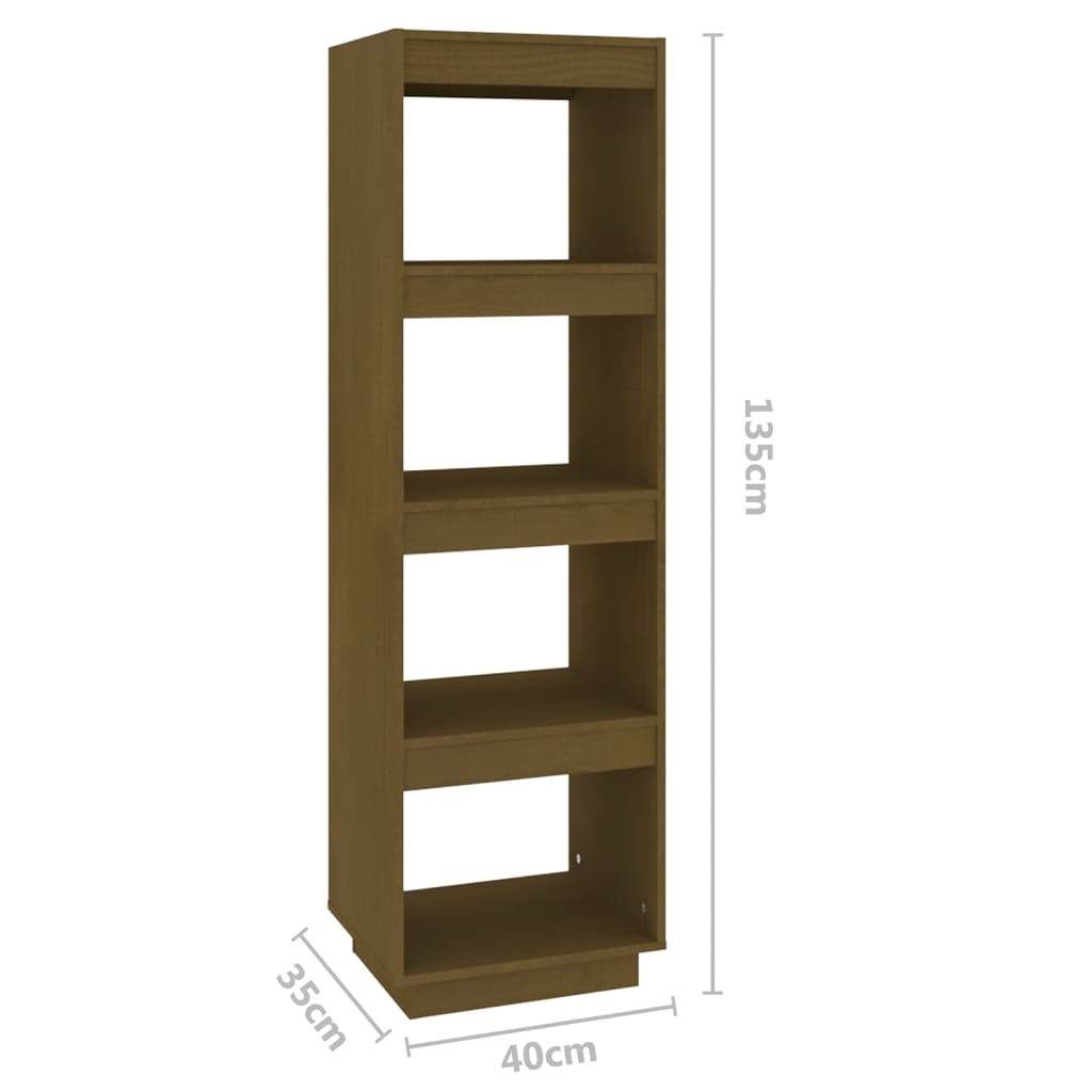 bogreol/rumdeler 40x35x135 cm massivt fyrretræ gyldenbrun