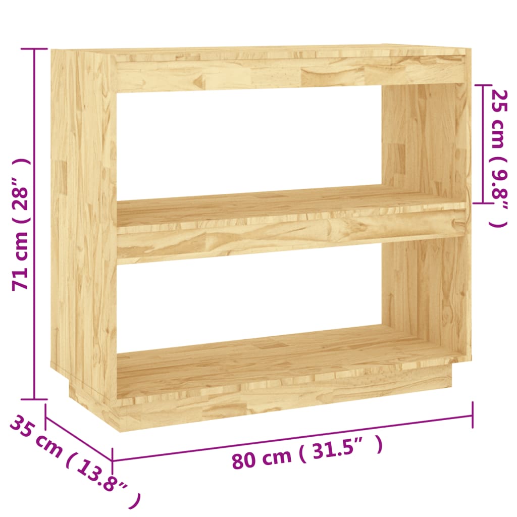 bogreol 80x35x71 cm massivt fyrretræ