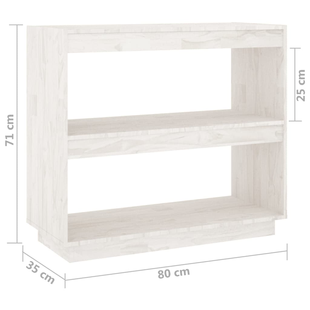 bogreol 80x35x71 cm massivt fyrretræ hvid