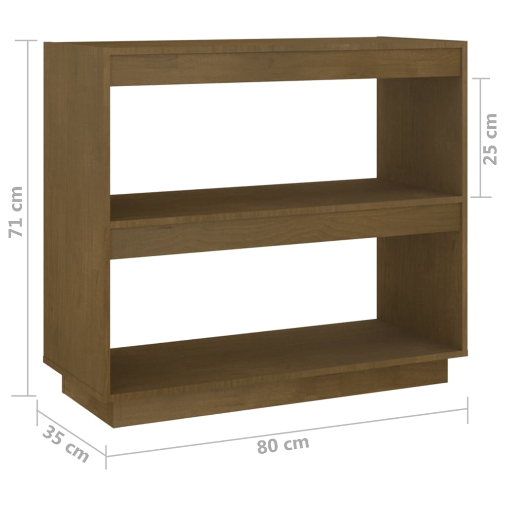 bogreol 80x35x71 cm massivt fyrretræ honningbrun