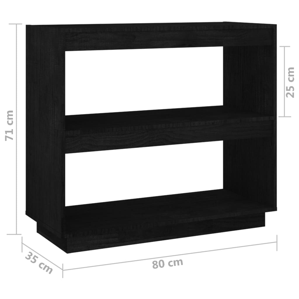 bogreol 80x35x71 cm massivt fyrretræ sort