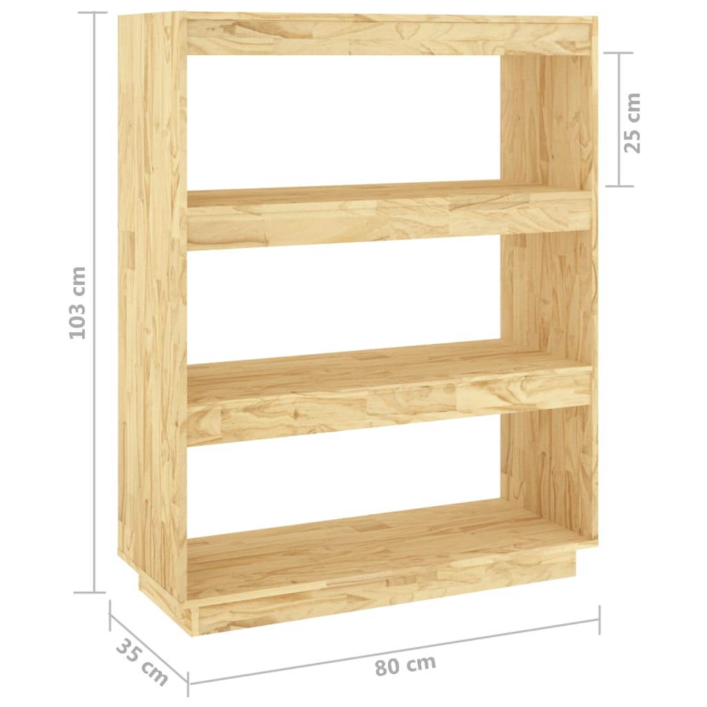 bogreol/rumdeler 80x35x103 cm massivt fyrretræ