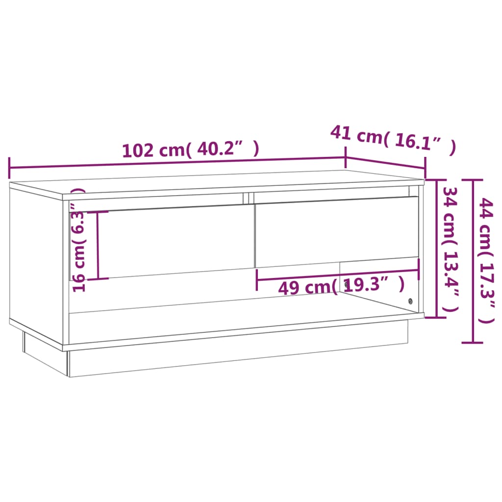 tv-bord 102x41x44 cm konstrueret træ sonoma-eg