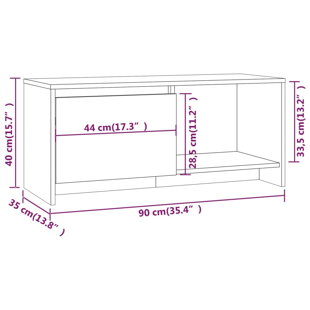 tv-bord 90x35x40 cm konstrueret træ betongrå