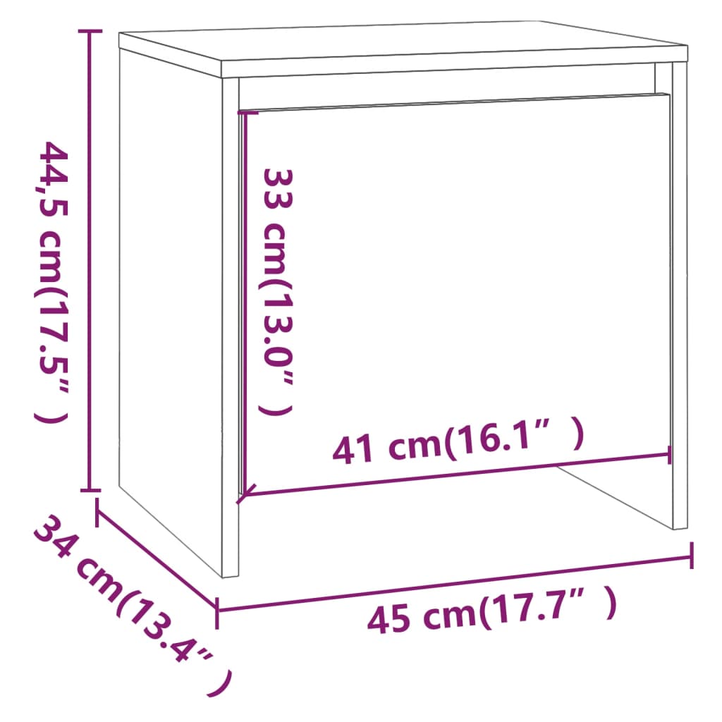 sengeborde 2 stk. 45x34x44,5 cm konstrueret træ hvid