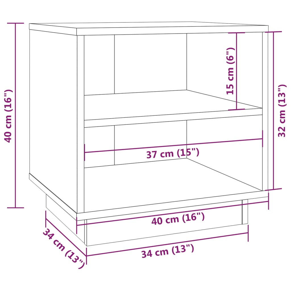 sengeborde 2 stk. 40x34x40 cm massivt fyrretræ