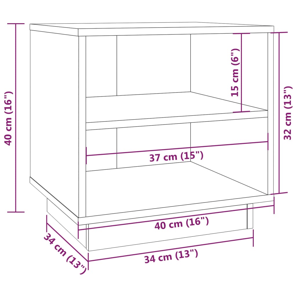 sengeborde 2 stk. 40x34x40 cm massivt fyrretræ hvid