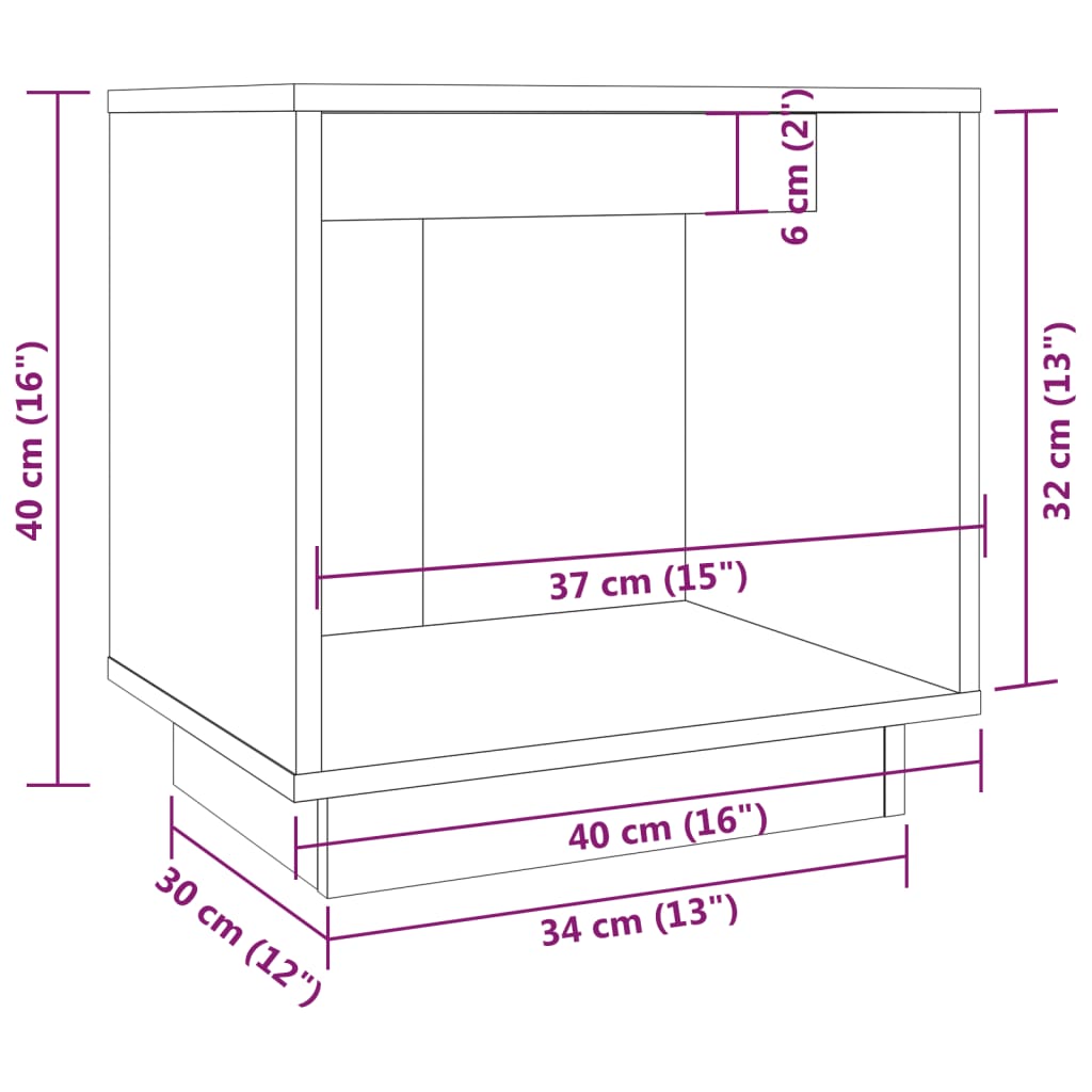 sengeborde 2 stk. 40x30x40 cm massivt fyrretræ