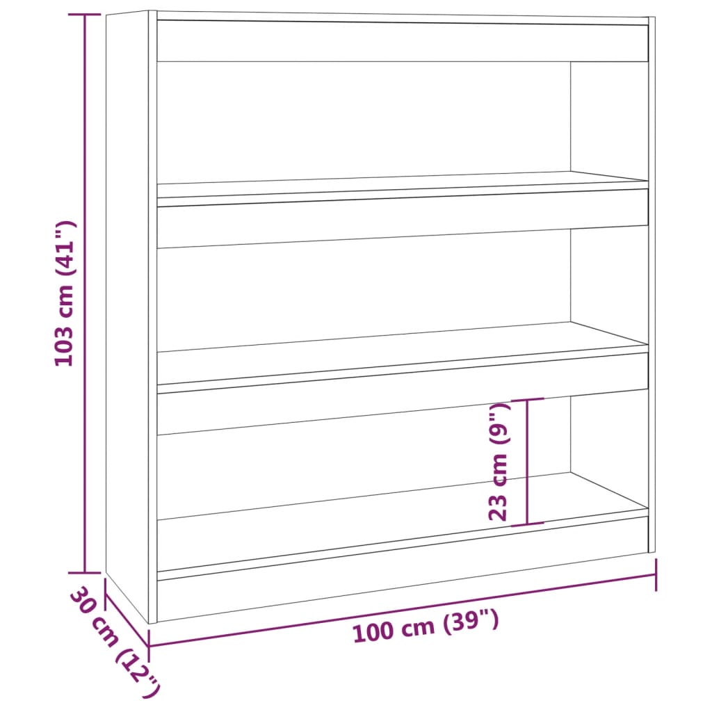 bogreol/rumdeler 100x30x103 cm hvid