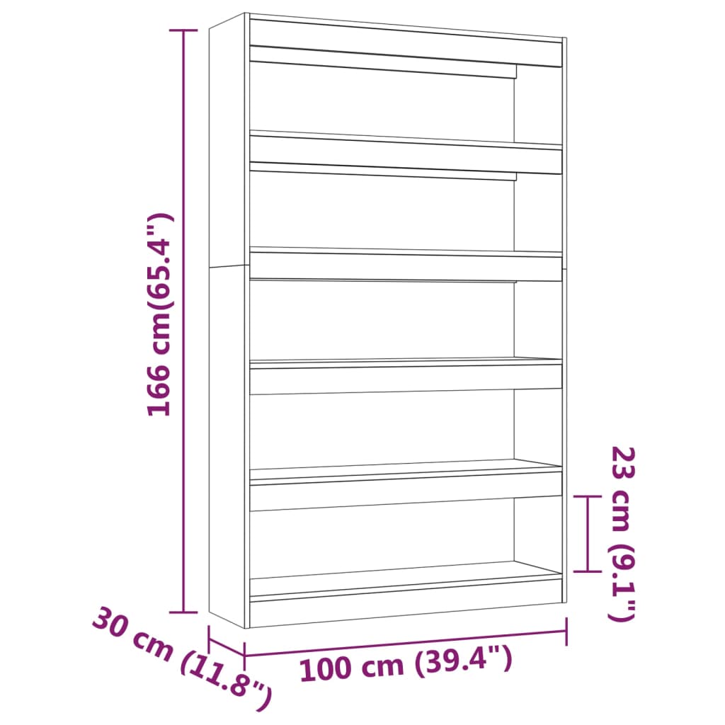 bogreol/rumdeler 100x30x166 cm sort