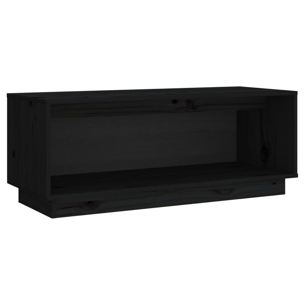 tv-bord 90x35x35 cm massivt fyrretræ sort