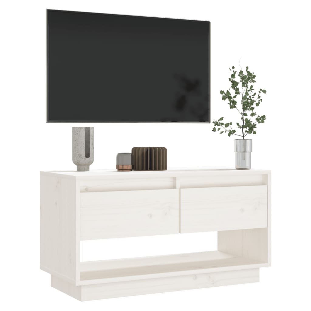 tv-bord 74x34x40 cm massivt fyrretræ hvid