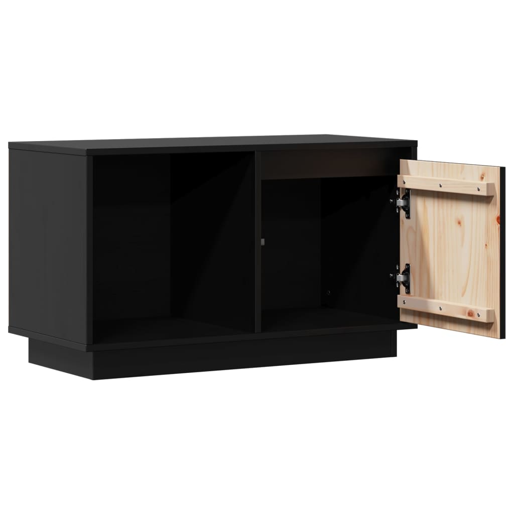 tv-bord 74x35x44 cm massivt fyrretræ sort