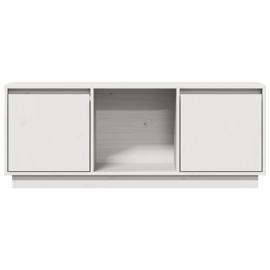 tv-bord 110,5x35x44 cm massivt fyrretræ hvid