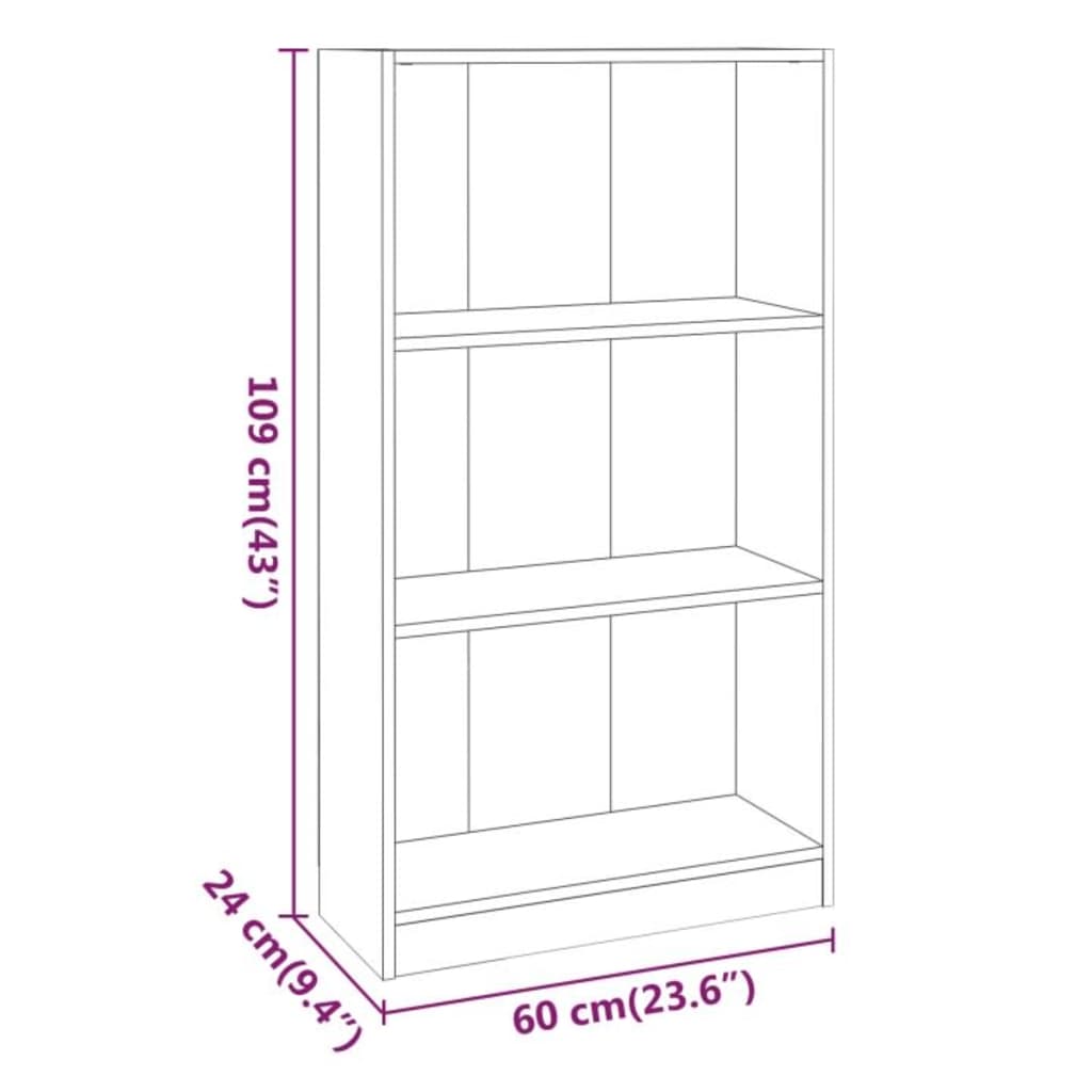 bogreol 60x24x109 cm konstrueret træ røget egetræsfarve