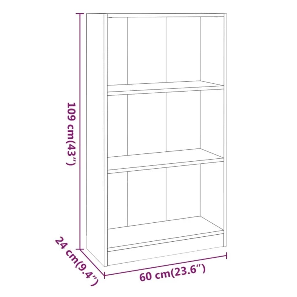 bogreol 60x24x109 cm konstrueret træ brun egetræsfarve