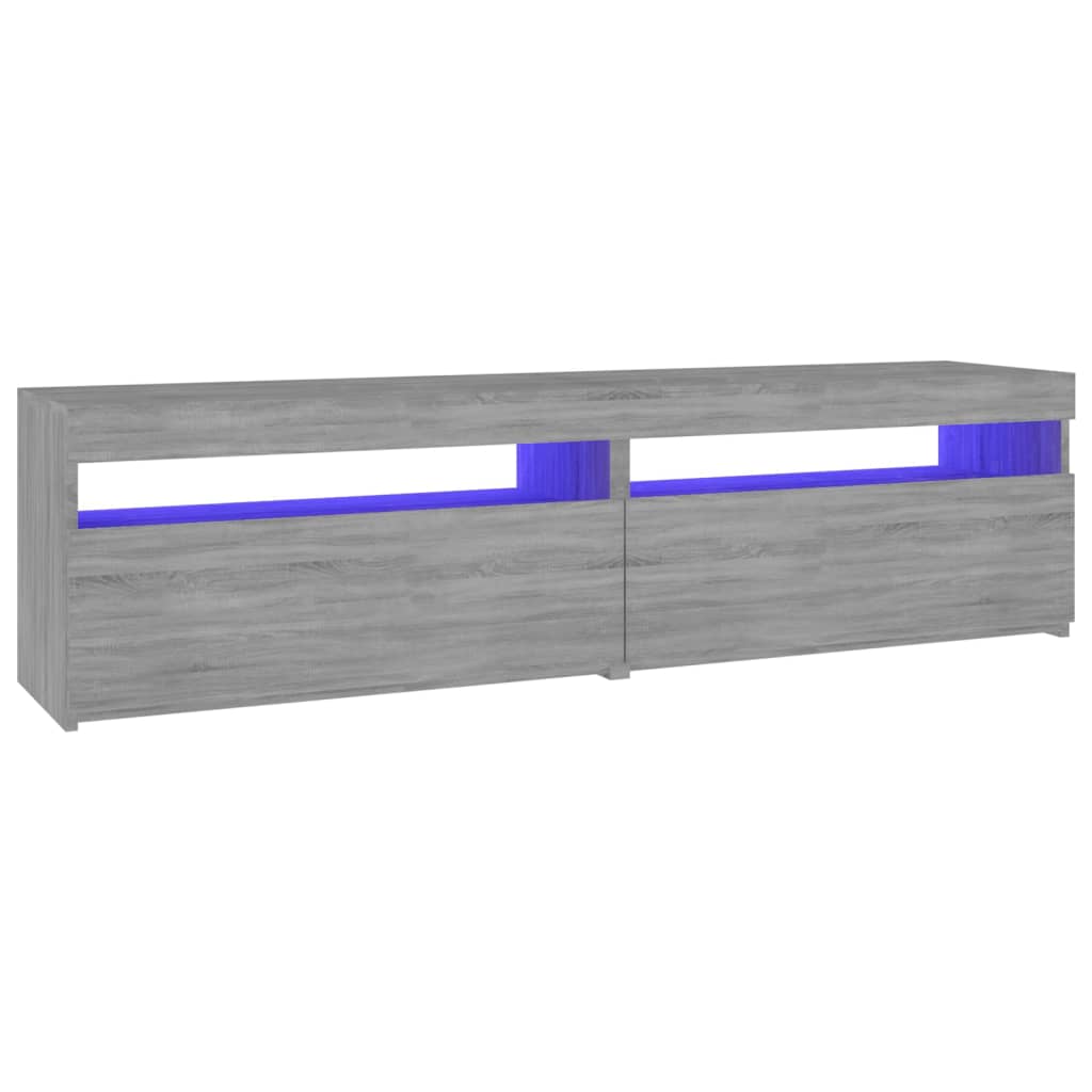 tv-borde 2 stk. med LED-lys 75x35x40 cm grå sonoma-eg