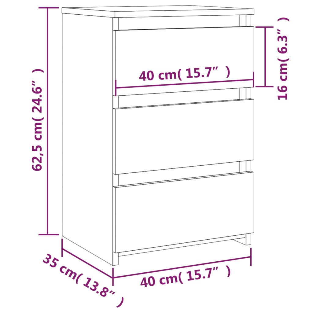 sengeborde 2 stk. 40x35x62,5 cm konstrueret træ røget egetræ