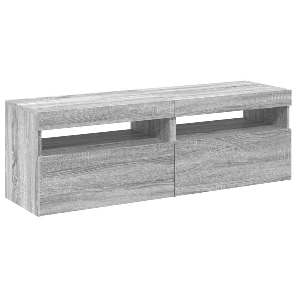 tv-borde med LED-lys 2 stk. 60x35x40 cm grå sonoma-eg