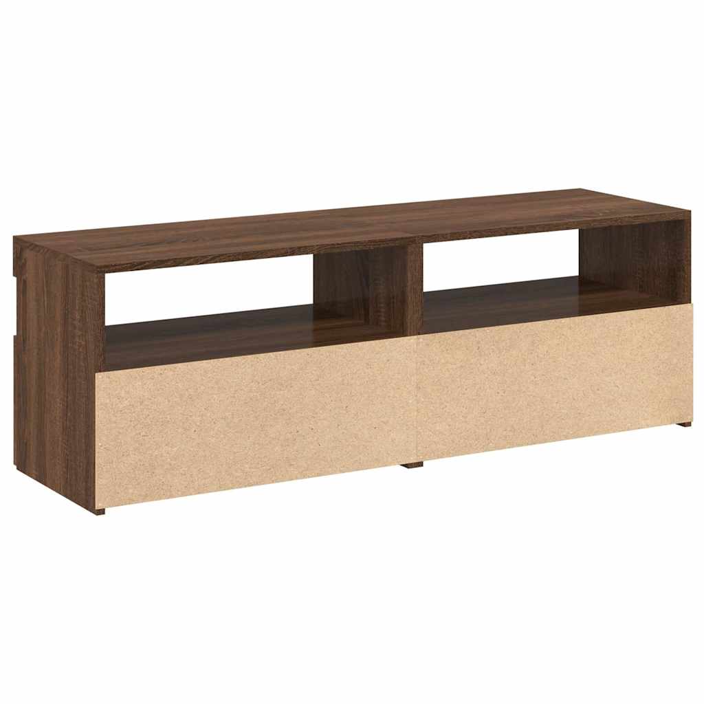 tv-borde med LED-lys 2 stk. 60x35x40 cm brun eg