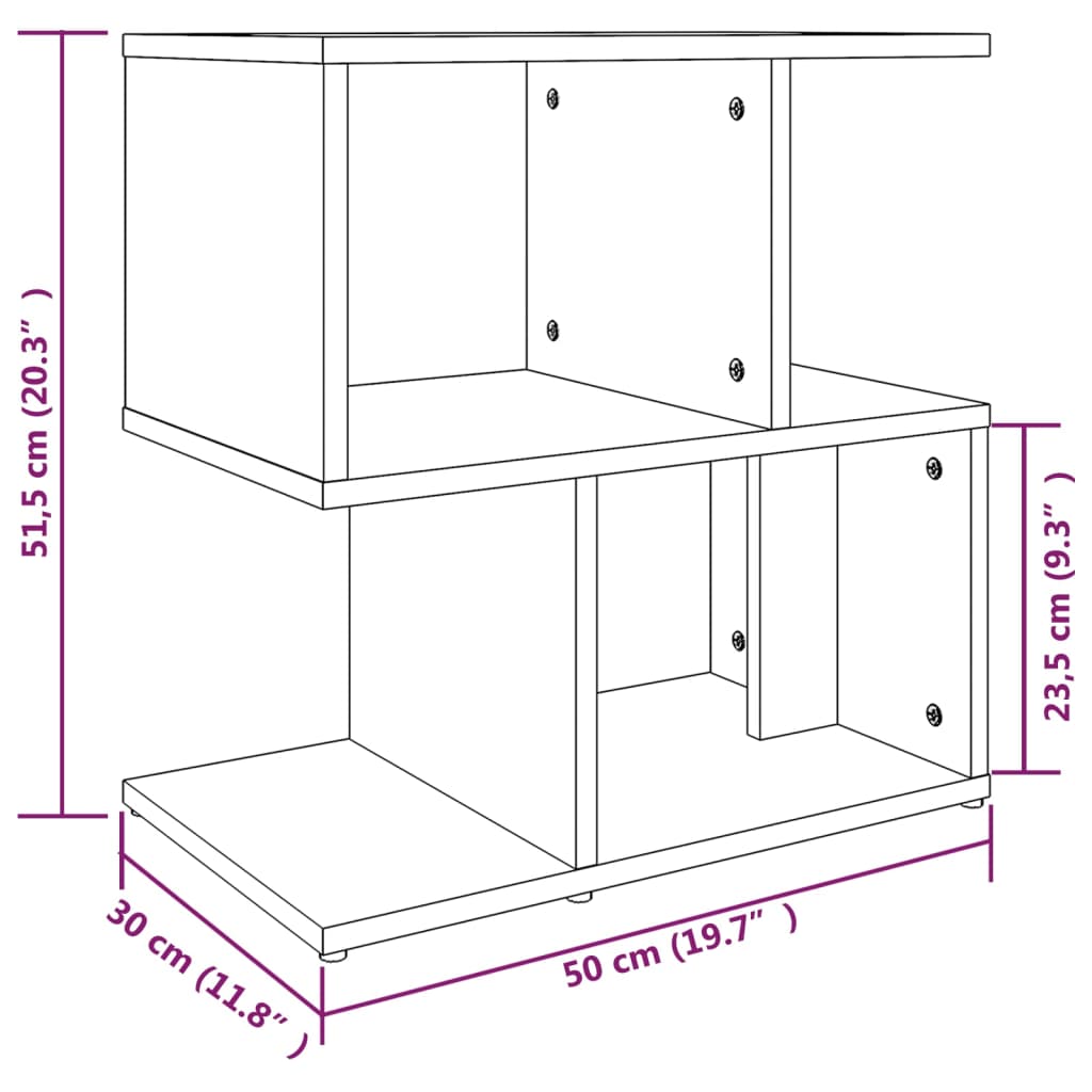 sengeborde 2 stk. 50x30x51,5 cm konstrueret træ røget egetræ