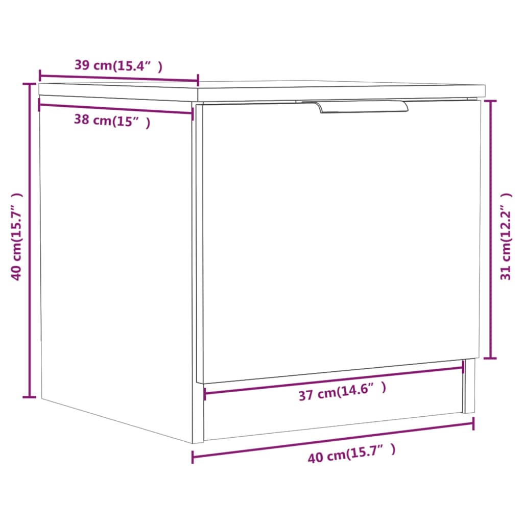 sengeborde 40x39x40 cm 2 stk. sonoma-eg